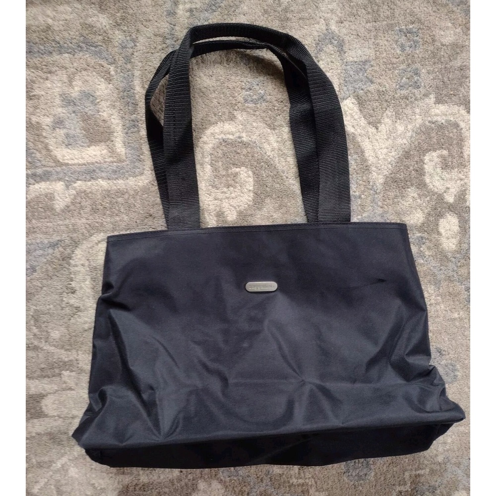 Baggallini Bag Black Triple Pocket Water Resistant Nylon Tote Purse